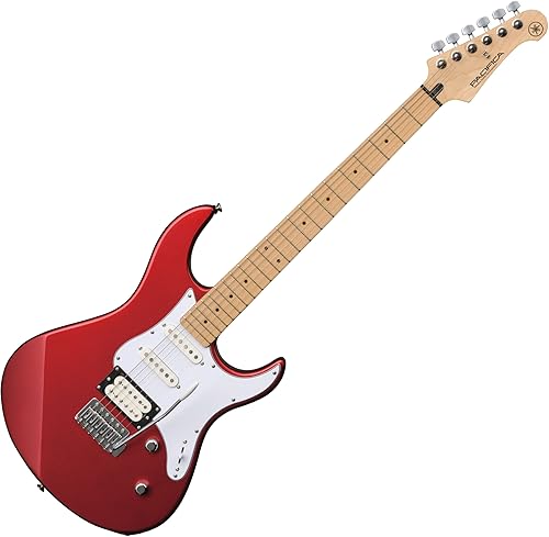Yamaha Pacifica 112V Hochwertige E-Gitarre in elegantem Design für Einsteiger und Fortgeschrittene, mit 2 online Gitarrenstunden bei einem Lehrer der Yamaha Music School, in Rot Metallic