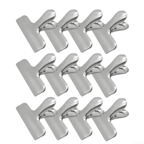 8/12-teiliges Set Metall-Chipbeutel-Clips aus Edelstahl, für Zuhause, Küche, Lebensmittel, Snacks, Clips zum Verschließen verschiedener Beutel wie Kartoffelchip-Beutel (12 Stück)