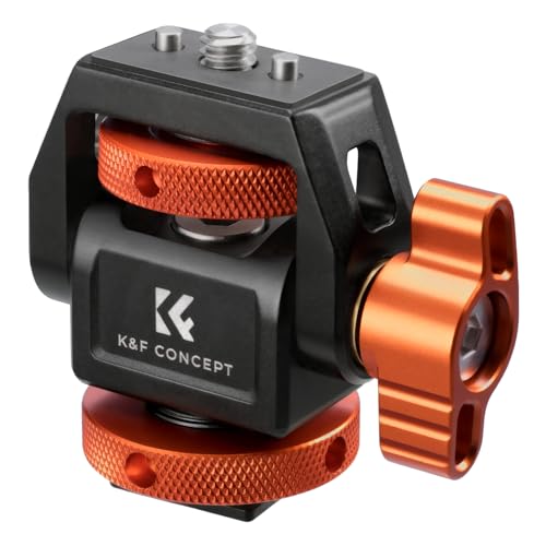 K&F Concept Kamera Monitor Mount mit Kaltschuhadapter, Verstellbarer Monitor Mount halterung, 360° drehbar und 180° neigbar, mit Rändelschraube, Anti-Twist-Design, für blitzschuhadapter und Cage Käfig