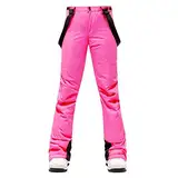 Schneehose Damen Wasserdicht - Thermohose Damen Sport - Skihose Schwarz Pink Winddicht Wasserdicht Winter Snowboard Softshellhose Skihose-Latzhose Wasserdicht Schneehosen Ski Pant Overall