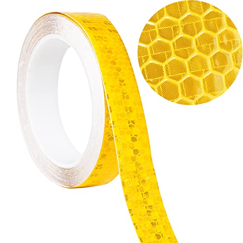 WHC Reflektorband, Reflektorband Selbstklebend 2cm x 10m, Gelb Sicherheit Warnklebeband Hochsichtbares Sicherheitsband, Nacht Reflektierendes Band, für Fahrzeuge, Autos, Anhänger, Boote