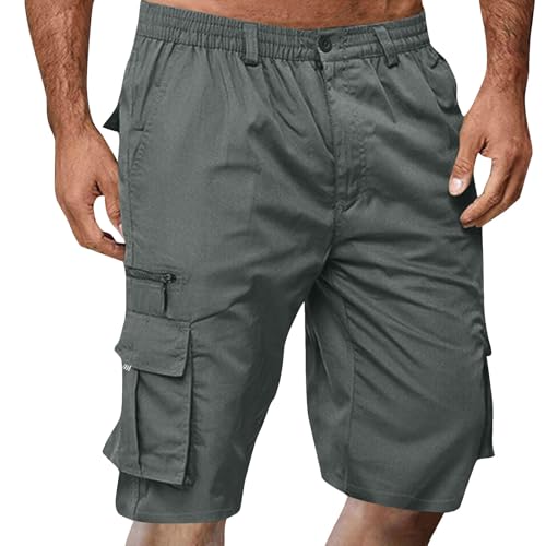 Generisch Cargohose Herren 3 4 Cotton Clothes Surf Übergröße Bermu 3/4 Taschen Große Größen Sale Angebote, Arbeit Baggy Stretch Mann Hose 3/4 Wandershorts Herren M