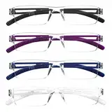 COJWIS 4er-Pack Rahmenlose Lesebrille für Damen und Herren Leicht und Bequem Anti Blaulicht Lesehilfe /TR90 Brille (4 Farbe Mischen, 1.50, multiplier_x)