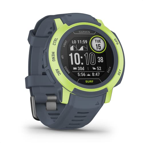 Garmin Instinct 2 Surf – wasserdichte GPS-Smartwatch mit Wind- oder Kitesurf App, Gezeiteninfos, Surfline Anbindung, bis zu 28 Tage Akkulaufzeit, über 40 Sport-Apps, Smart Notifications