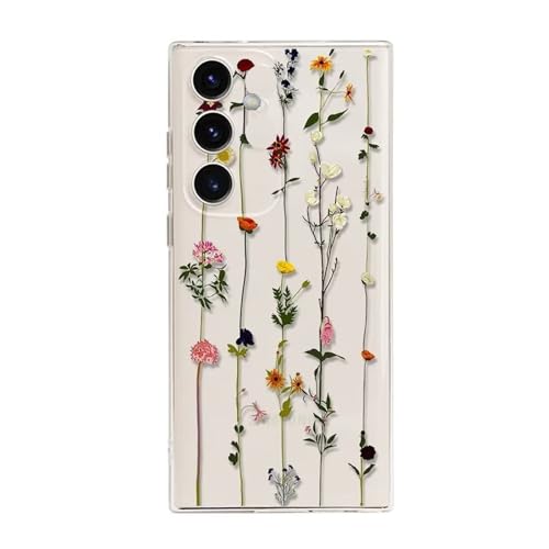 Rnrieyta Miagon Kreativ Blume Hülle für Samsung Galaxy A25 5G,Schmetterling Blätter Blumen Flower Serie Schutzhülle Transparentes Weich TPU Cover Dünne Kratzfeste Silikon Gel