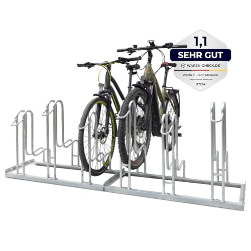 Dreifke Hochwertiger Fahrradständer Standparker 4056 | Sicherer, robuster Fahrradparker Mountainbike & eBike | einseitig, 6 Fahrräder | Stahl verzinkt, wetterfest | platzsparende Hoch-Tief-Stellung