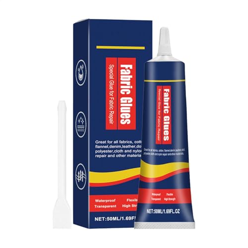 Stoffkleber Für Kleidung, 50 Ml Wasserdichte Stoffkleberkleber, 24 Stunden Trockener Wasserdichtes Dauerstoff Fusion Fusion Für Nylon, Stoffpuppe, Puppenreparatur, Denim, Baumwolle, Leinen