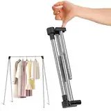 ANLEBUY Kleiderständer Klappbar Tragbarer, Ausziehbarer Kleiderstänge, Klein Verstellbarer Reise-Kleiderständer, Leicht Clothes Rack, für Reisen, Tanz, Camping, Wäsche, Wandern, Schwarz