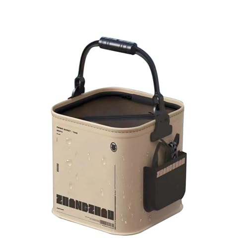 Faltbarer Fischeimer, 8 l, tragbarer Fischeimer, multifunktionaler EVA-Wasserbehälter mit Netzdeckel, Griff und Seil für Outdoor, Camping, Wandern, Angeln, Autowaschen