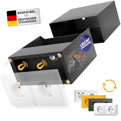 Elder Welder® Steckdosen Safe Tresor | kompatibel mit jeder Schuko Doppelsteckdose | Mini Safe mit Schlüssel als Geldversteck, Geheimfach & Geheimversteck | Steckdosen Tresor, Wandtresor zum Einmauern