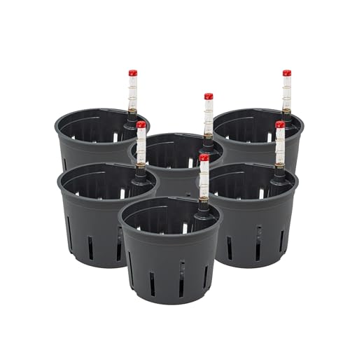 Leni Kulturtopf für Hydrokultur-Systeme Set mit Wasserstandsanzeiger | Größen zur Wahl 5-32 cm rund | Langlebiger Kunststoff (6er-Pack, Ø: 11cm | H: 9cm)