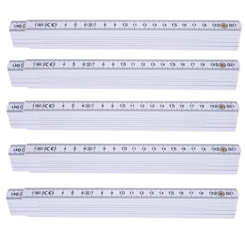 toolmate® 5 Stück Zollstock 2 Meter - Meterstab extra bruchsicher & Messgenau & leicht zu lesen - weiß