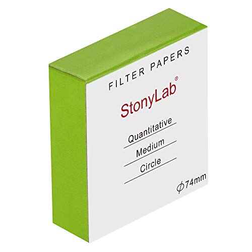 stonylab Quantitative Filterpapier Kreise, Zellulose Filterpapier mit 74mm Durchmesser und Einer Filtrationsgeschwindigkeit von 20 Mikron, Packung mit 100 Stück