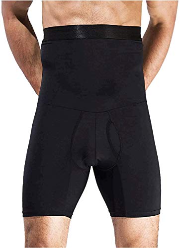 QUAFORT Herren Bauchkontrolle Shorts Hohe Taille Schlankheits Shapewear Body Shaper Bein Unterwäsche Slip, Schwarz, L