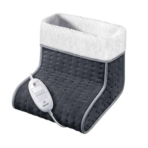 Beurer FW 20 Cosy Fußwärmer, elektrische Fußheizung mit 3 Temperaturstufen und Abschaltautomatik, maschinenwaschbar, grau, wärmender Fußsack