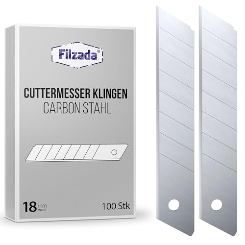 Filzada® 100x Cuttermesser Klinge 18mm - Abbrechklinge/Messerklinge Carbonstahl