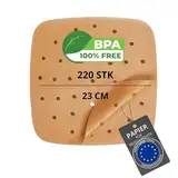 200/220 Stück Backpapier für Heißluftfritteuse BPA-Frei 20-24cm | quadratisches Papier in der Auflaufform(20-24cm) und flaches Papier(20cm) Airfryer Backpapier
