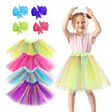 Lvefyti 4 Stück Tüllrock Mädchen, Tütü Rock Ballett Tanz Skorts, Tüllrock Tütü Kinder Regenbogen, Ballettrock Pettiskirt Tutu Rock, Tüllrock Mädchen Tüllrock Bunt Kinder