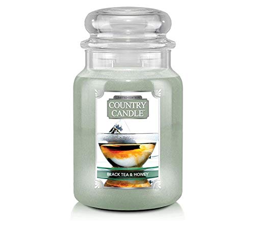 Country Candle Limited Edition - Black Tea & Honey - Duftkerze Large (24 oz) - 680 g - Brenndauer bis zu 150 Stunden