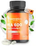 PEA Kapseln | MIKRONISIERT: 600mg Palmitoylethanolamid pro Kapsel | 120 Kapseln | 100% Pure Pea, Laborgeprüft | Produziert in Deutschland - SUPPLENATURA®