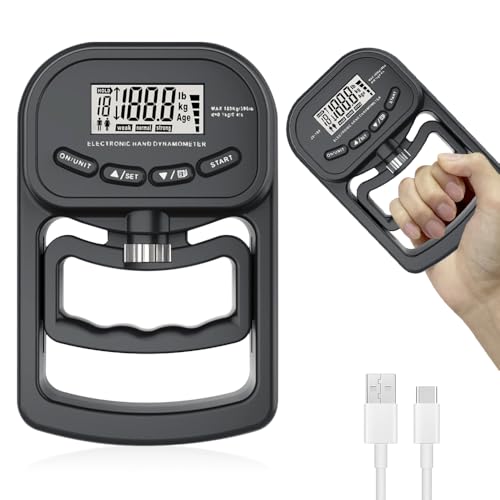Digitales Handdynamometer Griffkraftmessgerät, 180KG Kapazität, Griffkraft Tester mit 19 individuellen Aufzeichnungssätzen, ideal für Krafttests und Training für Sportler und Heimgebrauch