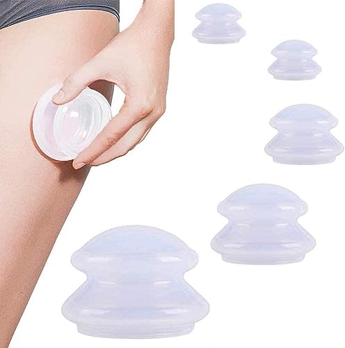 4 Stück Silikon Schröpfen, MYAYD Schröpfköpfe für Ganzkörpermassage und Stressabbau Ganzen Körper Health Care 4er Pack (L-XS) Weiß