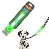 LaRoo Sicherheits LED Leuchtband für Hunde Katzen,LED Licht Blinklicht mit Klettverschluss, Einfach an Halsband Leine und Geschirr zu Befestigen, Wasserdicht Leuchtend Outdoor Sportarten (Grün)