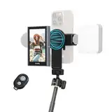 SMALLRIG Phone Vlog Selfie-Monitor für iPhone & Android, mit magnetischer Handyhalterung und kabelloser Fernbedienung, Synchronisation der Rückkamera für Selfie-Vlogs, Live-Streams– 4851