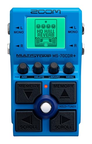 Zoom MS-70CDR+ MultiStomp Gitarren-Multieffekt-Pedal für Hall und Modulation - 149 verschiedene Effekte, Chorus, Delay, Reverb, Phaser, Flanger, Tremolo, Vibrato und viele mehr, blau