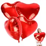 Herz Folienballon Rot XXL，4 Stück Herzluftballons,32 Zoll Herz luftballons Helium,Luftballon Valentinstag Rot,Herz Ballon für Valentinstag, Hochzeit, Heiratsantrag, Verlobung, Geburtstag