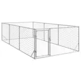 vidaXL Outdoor-Hundezwinger mit Tür 2x4x1 m Verzinkter Stahl, Outdoor-Haustierkäfig, großer Hundekäfig, Hundezwinger, Outdoor-Hundehütte