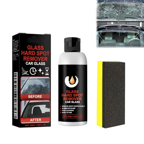 Autoglas Politurpaste Kratzer Entferner,50ML Glaspolitur Entfernt Reparaturpaste,Autoglasreinigung Paste,Autopolitur Kratzer Entfernen mit Schwamm für Autofenster Entfernt Schmutz und Wasserflecken