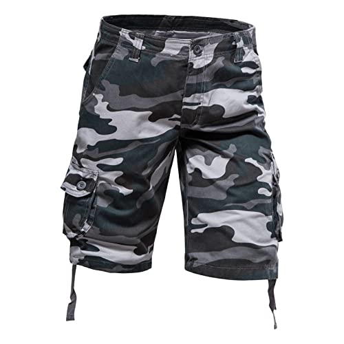 Generisch Herren Leichte Cargo Shorts Schnelltrocknend Outdoor Wanderhose Atmungsaktiv Sommer Kurze Hose mit Multi Taschen Mountainbike Hose Herren Kurz Schwarze Short Herren