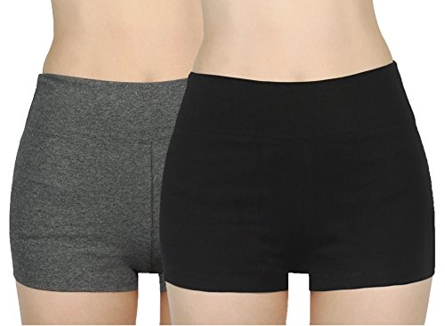 iloveSIA mädchen Shorts Schwarz+grau Hotpants Fitness Boy Shorts Sport und Freizeit,S