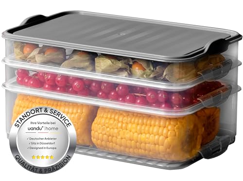 uandu Aufschnittboxen für Kühlschrank, Wurst Aufbewahrung Kühlschrank, Aufschnittbox Stapelbar, Kühlschrank Organizer, Frischhaltedosen mit Deckel, Aufschnittdosen, Aufbewahrungsbox Kühlschrank