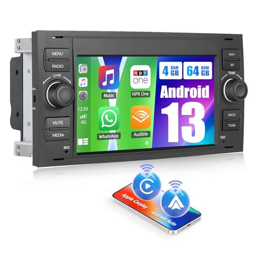 4+64G CAMECHO Android 13 Autoradio für Ford Transit Fiesta Focus Galaxy Mondeo mit Carplay/Android Auto/Mirrorlink,7 Zoll Kapazitive Touchscreen mit WiFi GPS FM/RDS Bluetooth SWC+32EQ