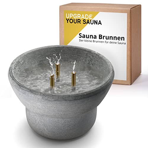 CozyNature® Speckstein Sauna Brunnen | Aufgussstein und Verdampfer | Sauna Zubehör | Springbrunnen, Fontäne | 100% Handarbeit 15cmx10cm