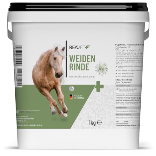 ReaVET Weidenrinde geschnitten für Pferde 1kg – Naturrein in Premiumqualität, Unterstützt Gelenke, Immunsystem & oxidativen Stress I Salicin I Aus Silberweide Rinde, Ohne Zusätze