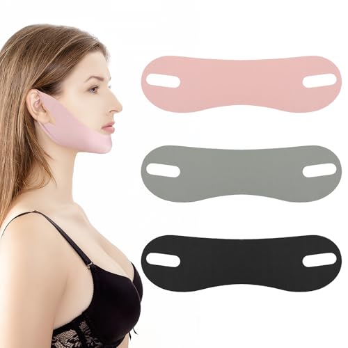 3 Stk V Gesichtsmasken,Lifting Maske Kinn,V Line Lifting Maske,Wiederverwendbare Doppelkinn-Reduzierer,Gesichts-Schlankheitsgurt,Doppelkinn Lifting Gesichtsmaske,Doppelkinn Entferner,für Kinn Straffen