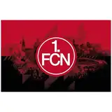 1. FC Nürnberg FCN Hissfahne 140 x 90 cm - mit schwarzen Karabinern I rot-schwarz I Originalware - Fahne Flagge Club