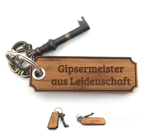 Mr. & Mrs. Panda Schlüsselanhänger Gipsermeister - Geschenk, Abschluss, Holz Schlüsselanhänger, Bachelor, Geschenke, Glücksbringer, Gravur, Studium,