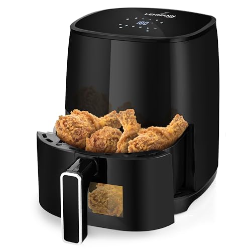 Lehmann LHODF-1435 Heißluftfritteuse 1400 W, Air Fryer 3,5 Liter mit 8 Programmen, Friteuse Groß ohne Öl und Fett für Grillen, Backen, Gären, Dehydrieren, Airfryer mit Antihaftbeschichtung