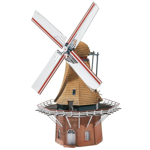 FALLER Windmühle Modellbausatz mit 169 Einzelteilen 180 x 180 x 320 mm I Modelleisenbahn Zubehör H0 I Modelleisenbahn H0 friesische Windmühle