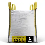 D-TACK 1x Big Bag | 45 x 45 x 60 cm | Säcke für Bauschutt, Holz, Laub, Kies, Sand, Erde, Gartenabfall, Grünschnitt, Pellets | 4 praktische Trageschlaufen | 500 kg | Witterungsbeständig