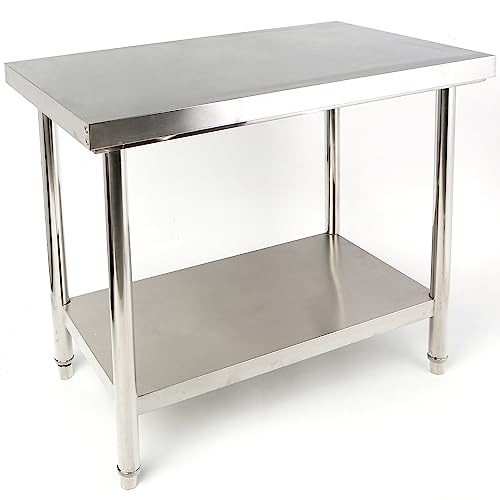 CAVATINY Edelstahl Küche Arbeitstisch - 120x85x60cm - Gastronomie Tisch bis 140kg belastbar - Profi Gastro Edelstahltisch Küchentisch mit Verstellbare Füße und großer unteren Ablagefläche