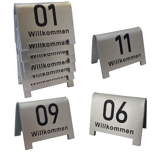 Luimode 12st Acryl Tischnummernset 1–12 Beweisnummernmarkierungen doppelseitig nummeriert, Tischzelte, Restaurant, Hochzeit, Tischnummern Karten, Schilder für Party, Bankette, Service, Beweismarker