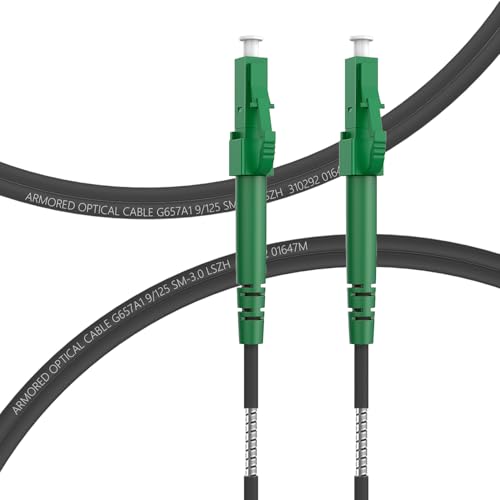 FLYPROFiber 10m Gepanzerte Glasfaserkabel LC/APC auf LC/APC, LWL Patchkabel Simplex Singlemode 9/125μm OS2 Patchkabel, Schwarz