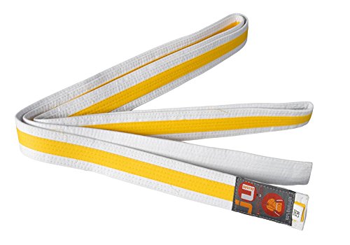 Ju-Sports Budogürtel - weiß/gelb/weiß, Baumwolle I Kampfsport Gürtel Für Budo-Sportarten, Judo, Karate uvm. I Ca. 4 cm breiter Martial Arts Gürtel I 220 cm