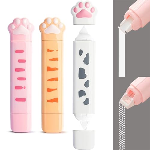 Basicon 2 in 1 Kleberolle mit Korrekturband, White Out Korrekturband und doppelseitiges Klebeband Roller Korrekturband und Dots Kleber, Ästhetische Cute White Out für Schule Haus Bürobedarf