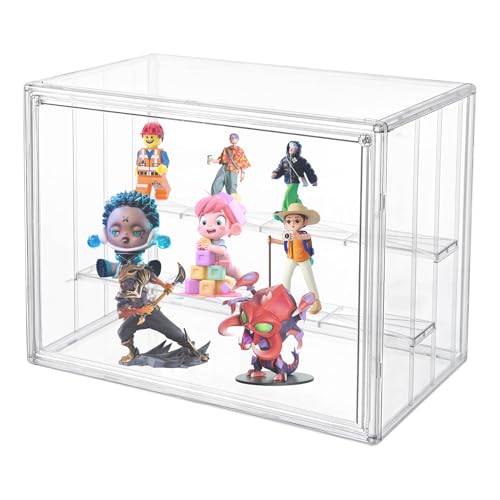 Vitrine Schaukasten Box,ammlervitrine mit Tür,Anwendbar auf Action-Figuren Vitrine Kleine Action Figuren Spielzeug Modellautos Sammelfiguren(21x18x27.5cm)